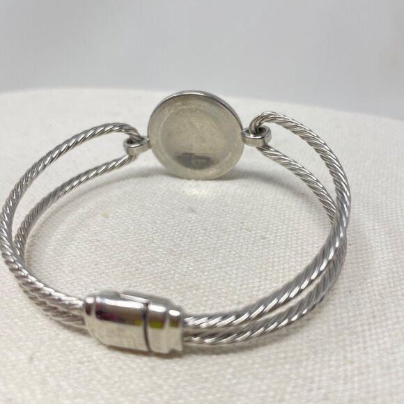 N Monogram Bracelet‎ Twisted Magnetic Clasp Silver-Tone Rhinestone Twisted Rope - Picture 5 of 7